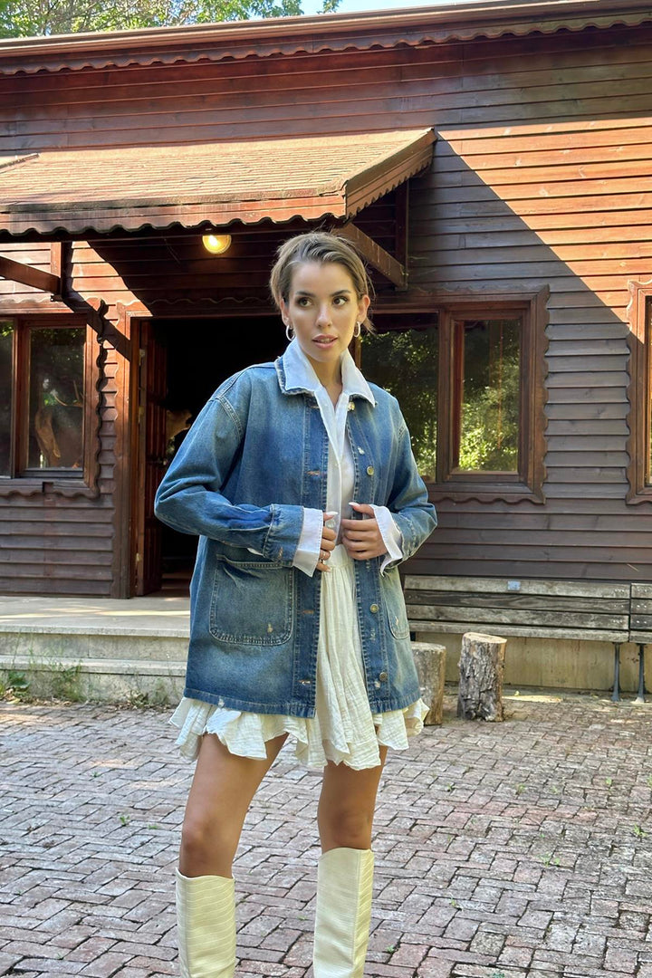 جاكيت ELS Vintage Denim - أزرق - فورت لودرديل