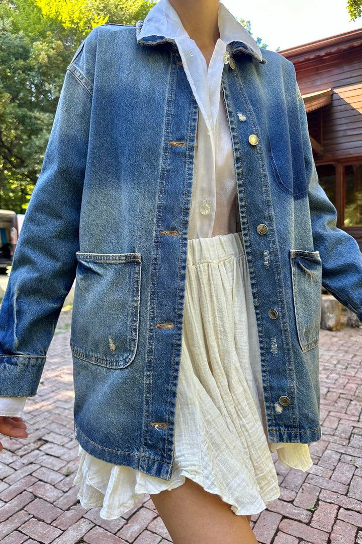 جاكيت ELS Vintage Denim - أزرق - فورت لودرديل