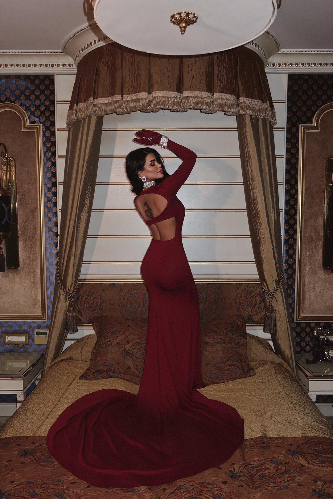 EYY Women Cherry Rotten Glove Detail Long Dress - Velbert