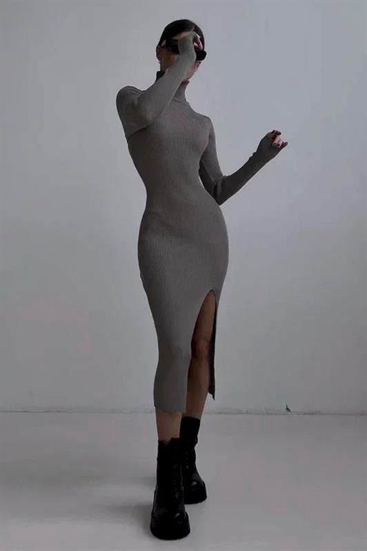 MDX Mink Fisherman Collar Slit Women's Dress MG1735 - Plainfield