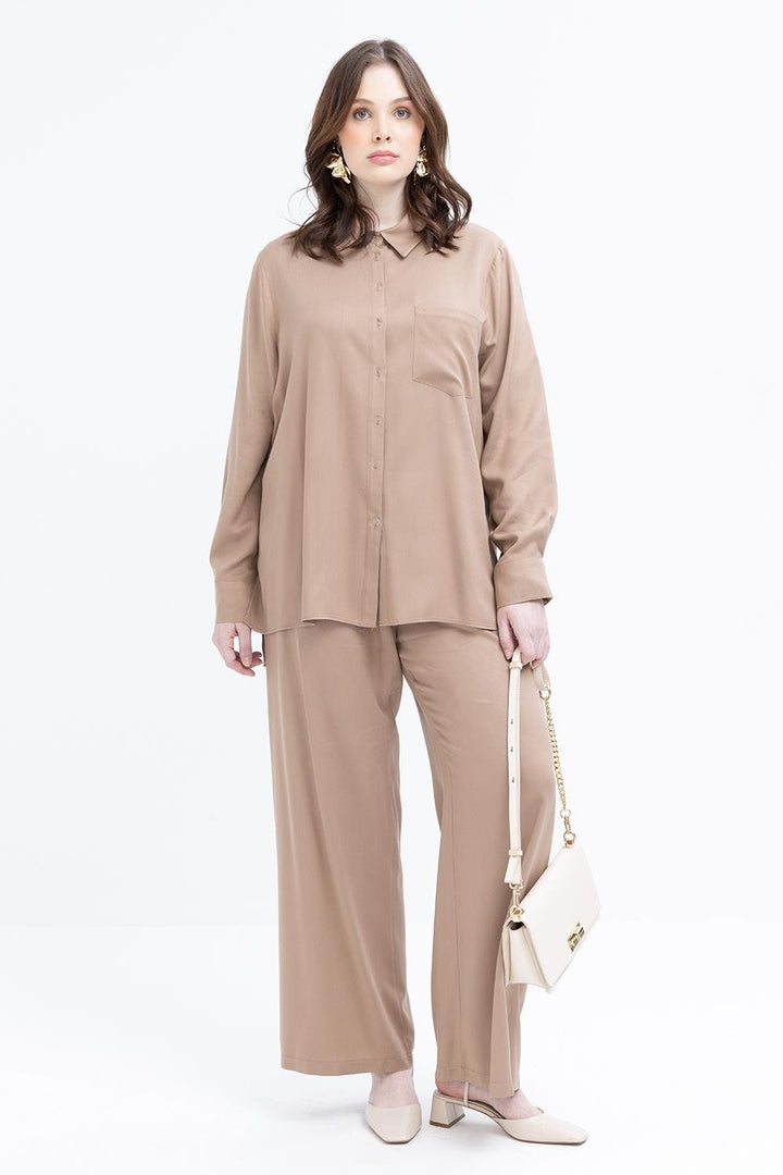 TLD Women Allday Mink Mink-Cell Detailed Plus Size Suit with Pants - Horizon West