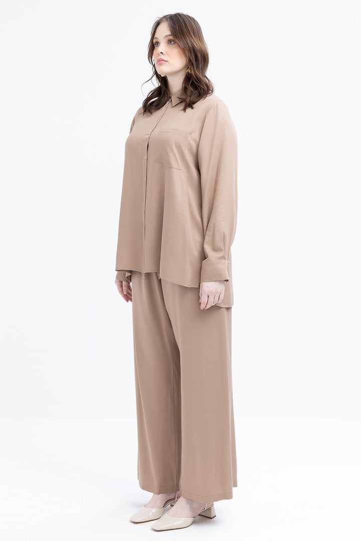 TLD Women Allday Mink Mink-Cell Detailed Plus Size Suit with Pants - Horizon West