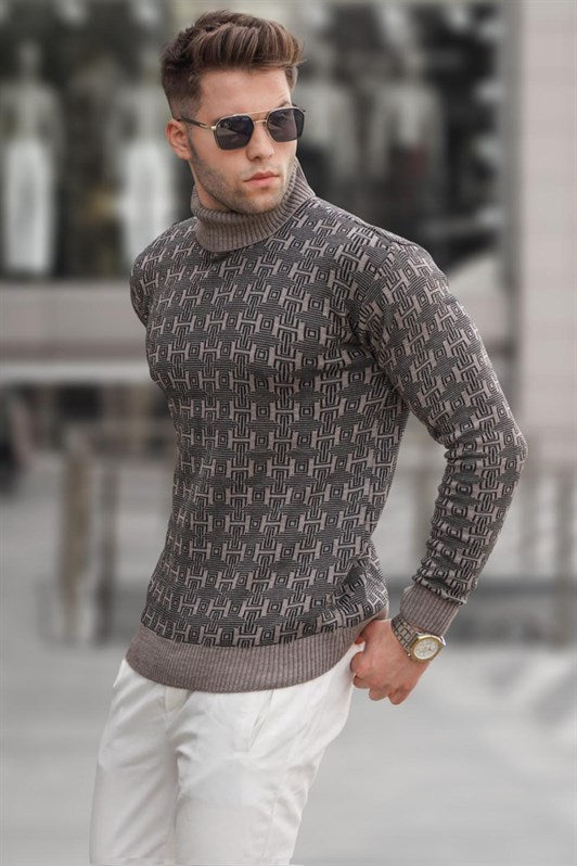 MDX Fisherman Collar Sweater with Mink Pattern 5768 - Redcar
