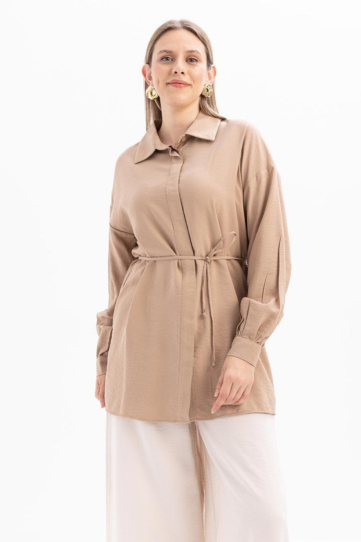 TLD Women Allday Beige Shirt with Beige Belt - Toretsk