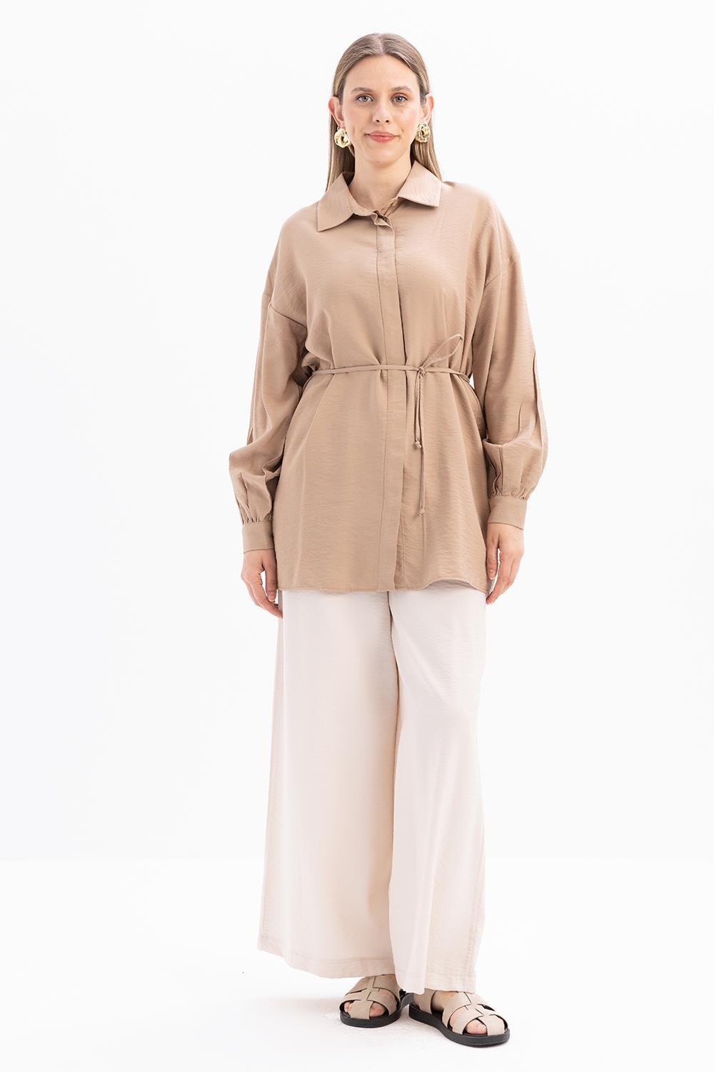 TLD Women Allday Beige Shirt with Beige Belt - Toretsk