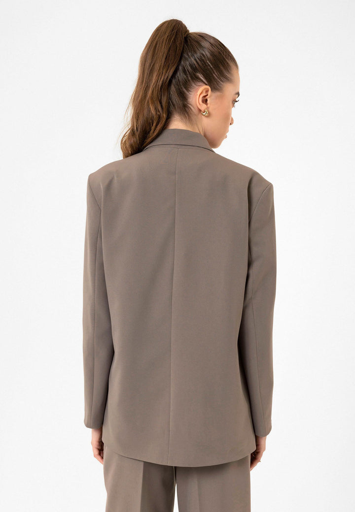 ANT Antioch Mink Women's Double-Breasted Closure Oversize Blazer Jacket - Tokyo