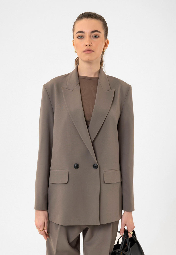ANT Antioch Mink Women's Double-Breasted Closure Oversize Blazer Jacket - Tokyo