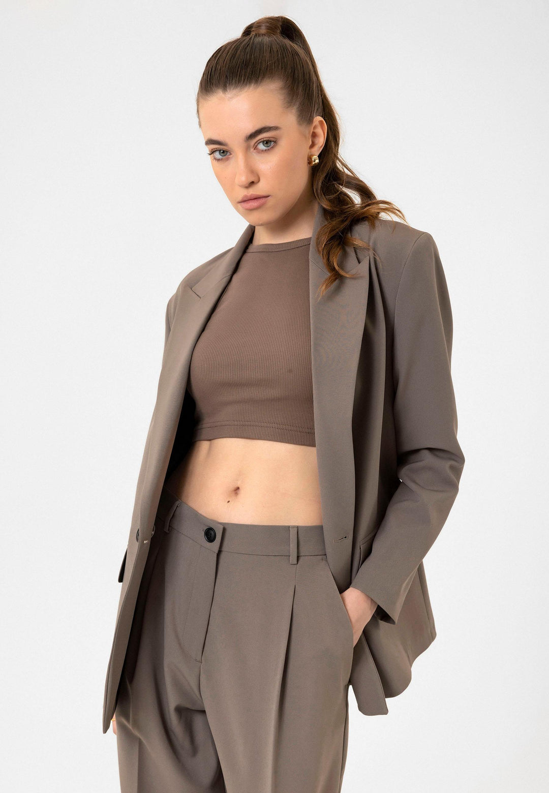 ANT Antioch Mink Women's Double-Breasted Closure Oversize Blazer Jacket - Tokyo