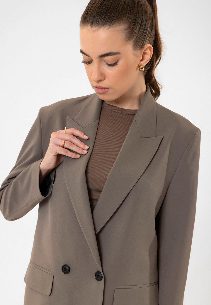 ANT Antioch Mink Women's Double-Breasted Closure Oversize Blazer Jacket - Tokyo