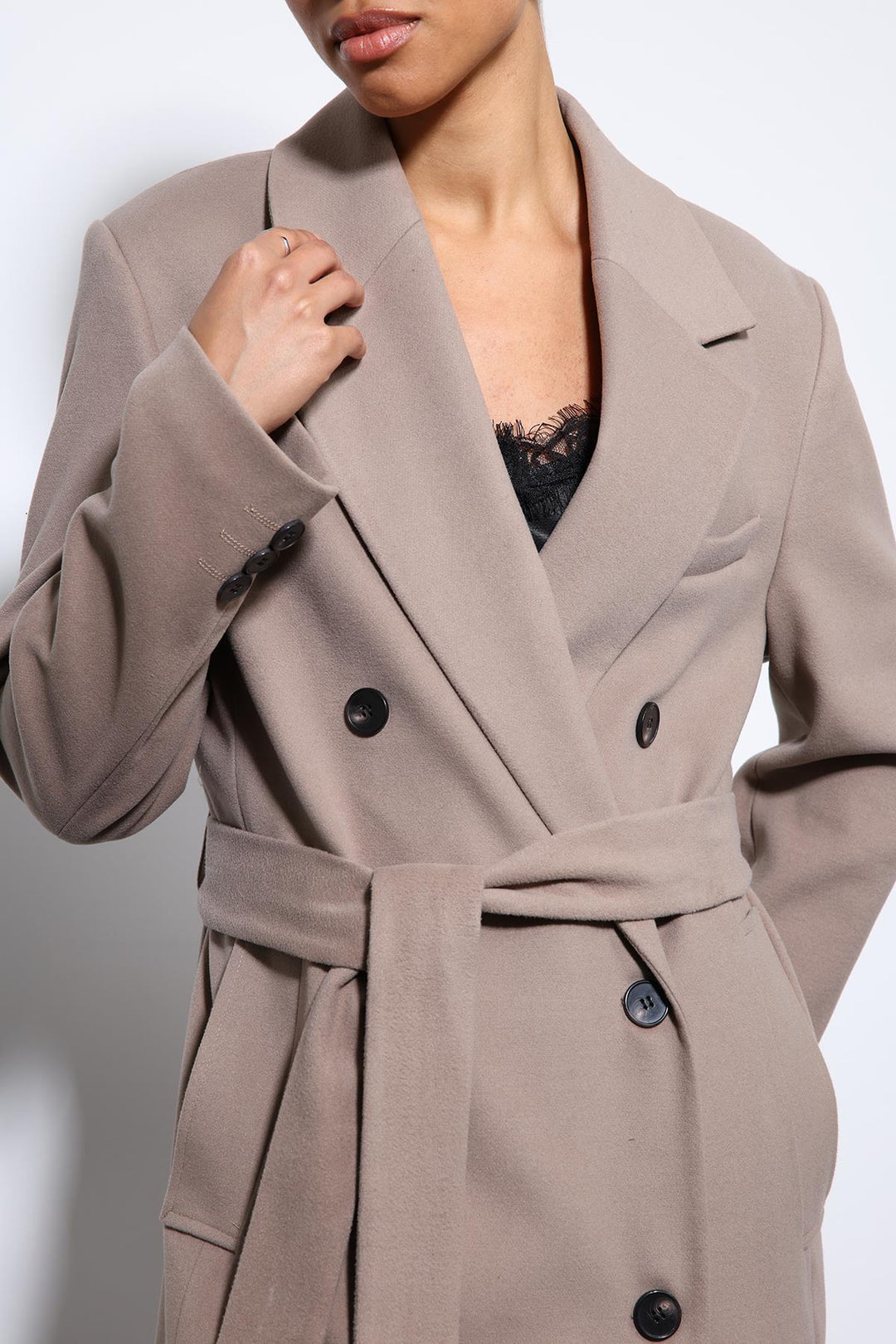 ANT Antioch Mink Women's Belted Wrap Coat - Moerdijk