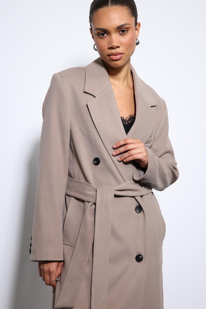 ANT Antioch Mink Women's Belted Wrap Coat - Moerdijk