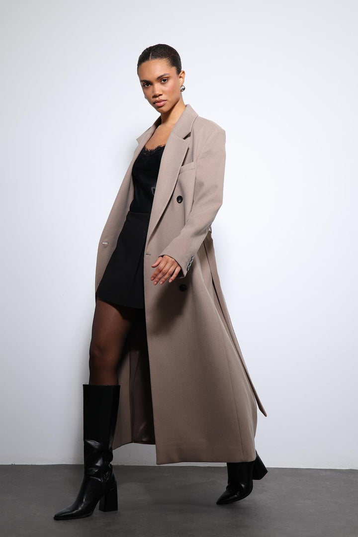 ANT Antioch Mink Women's Belted Wrap Coat - Moerdijk