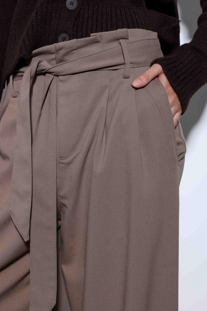 ANT Antioch Mink Belted Pleated Wide Leg Women's Pants - Pleasant Hill