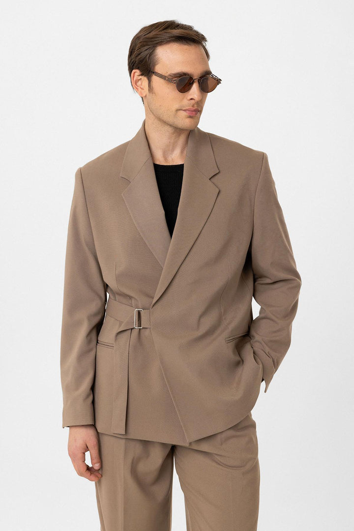 ANT Antioch Mink Belted Relax Fit Men's Blazer Jacket - Umán