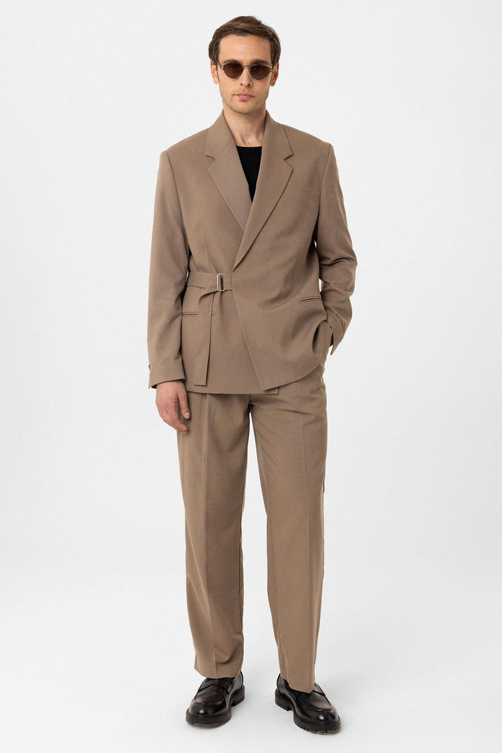 ANT Antioch Mink Belted Relax Fit Men's Blazer Jacket - Umán