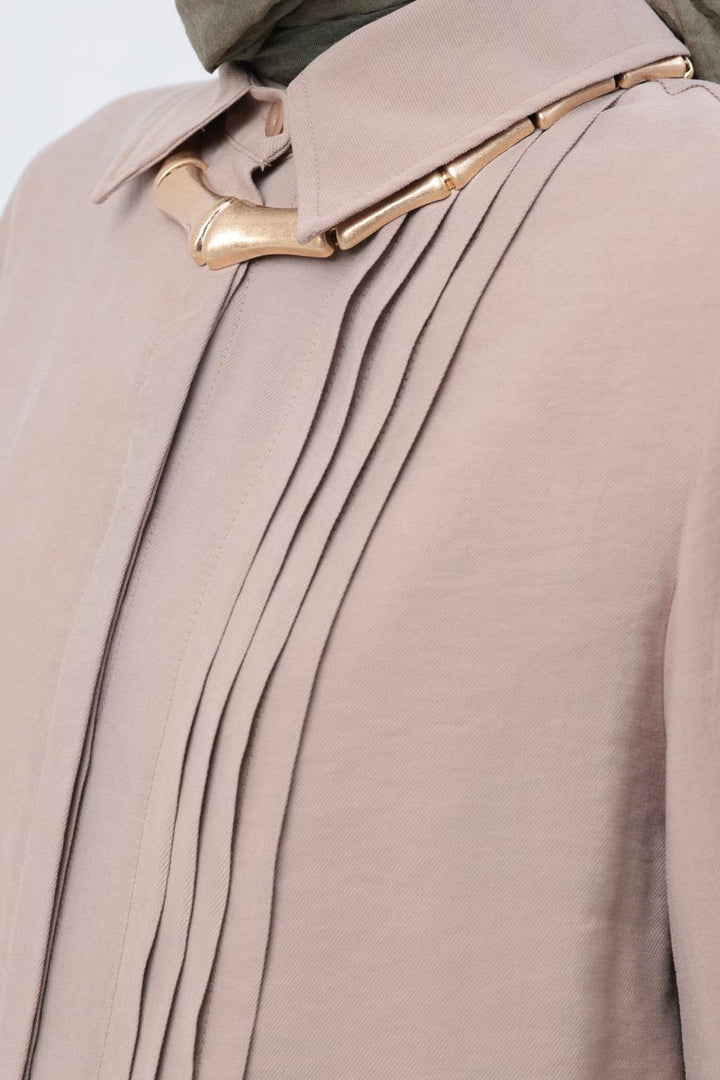 TLD Women Allday Beige Suit with V-neck Slit Modal Pants - Winter Springs