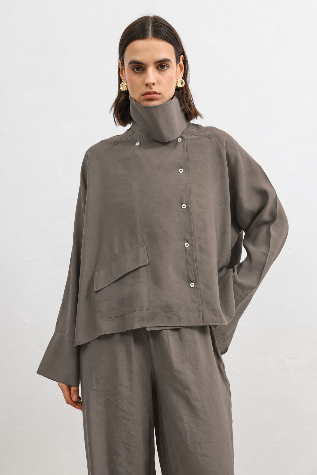 ANT Women's Custom-Fitted Shirt with a Stand-Up Collar - Torre Annunziata