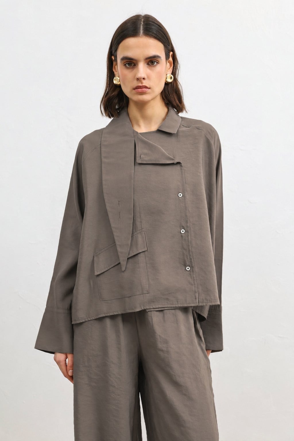 ANT Women's Custom-Fitted Shirt with a Stand-Up Collar - Torre Annunziata