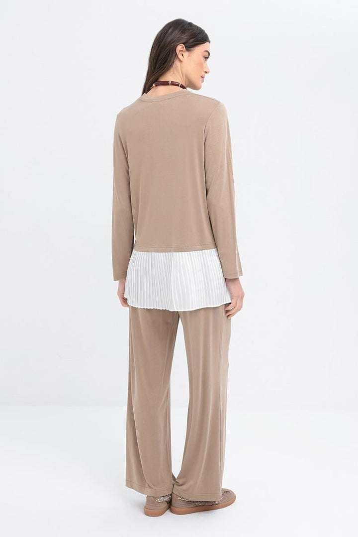 TLD Women Allday Beige Suit with Garnished Lycra Pants - Pleasant Grove