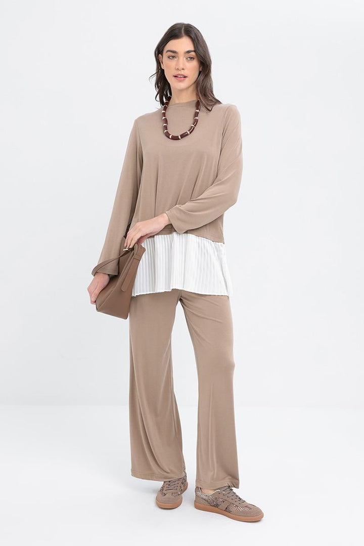 TLD Women Allday Beige Suit with Garnished Lycra Pants - Pleasant Grove