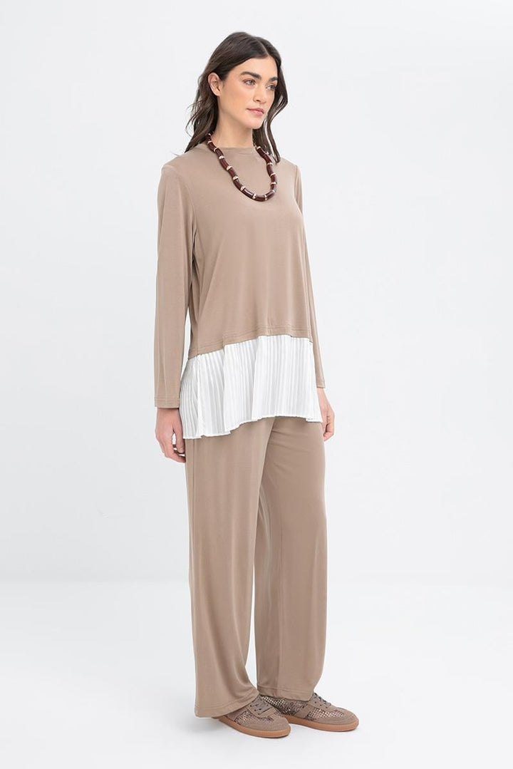 TLD Women Allday Beige Suit with Garnished Lycra Pants - Pleasant Grove
