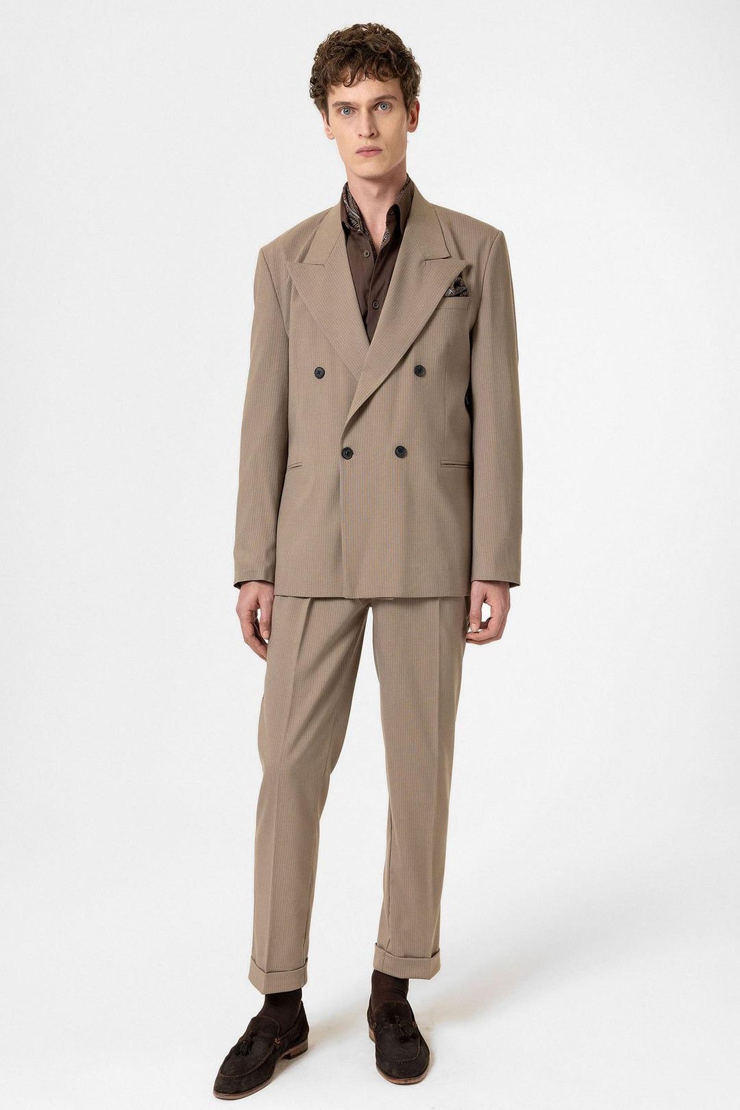 ANT Antioch Mink Comfortable Double-Breasted Striped Men's Blazer Jacket - Mixquiahuala de Juarez