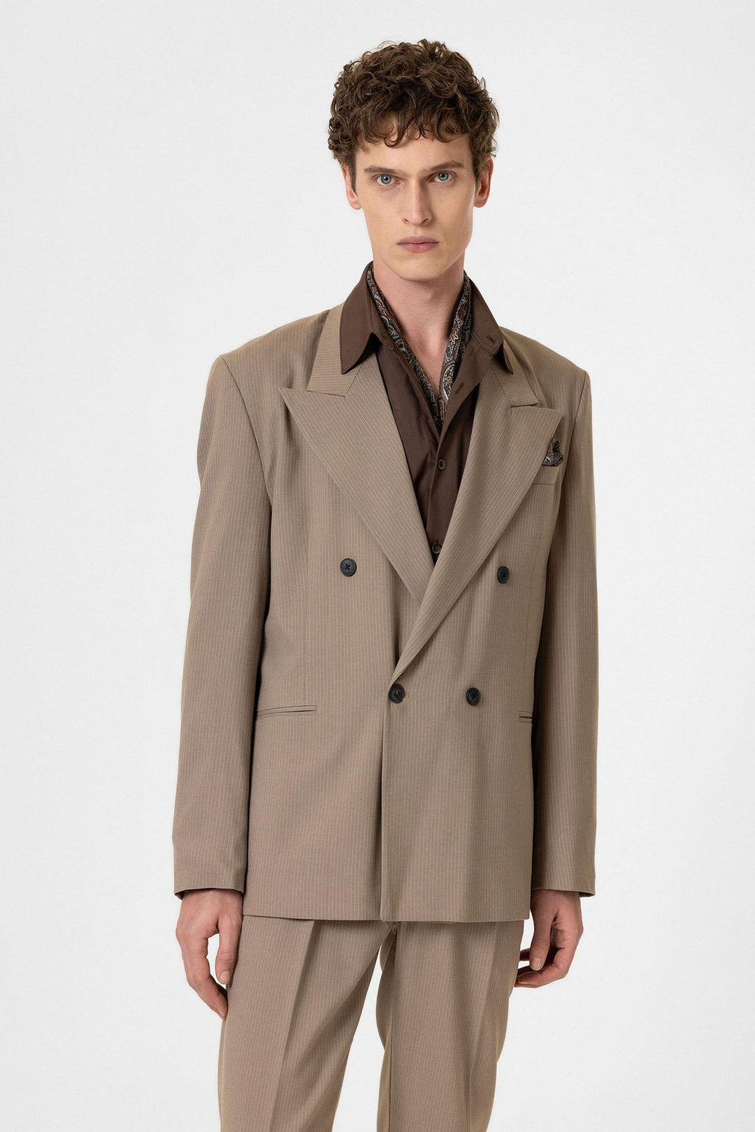 ANT Antioch Mink Comfortable Double-Breasted Striped Men's Blazer Jacket - Mixquiahuala de Juarez