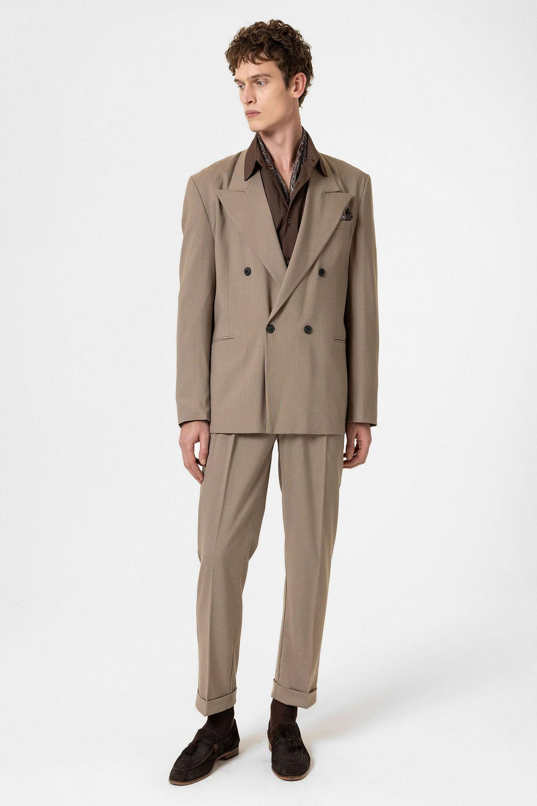 ANT Antioch Mink Comfortable Double-Breasted Striped Men's Blazer Jacket - Mixquiahuala de Juarez