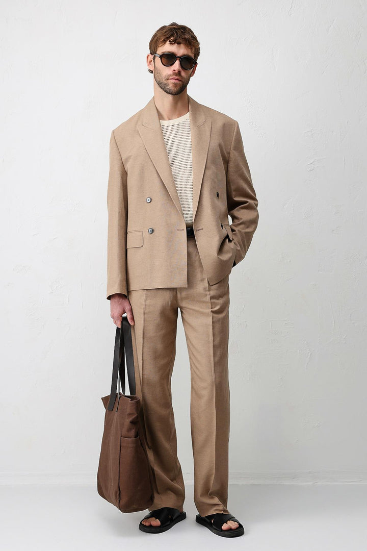 ANT Antioch Vizon Relax Fit Keten Karışımlı Erkek Blazer Ceket - Danville