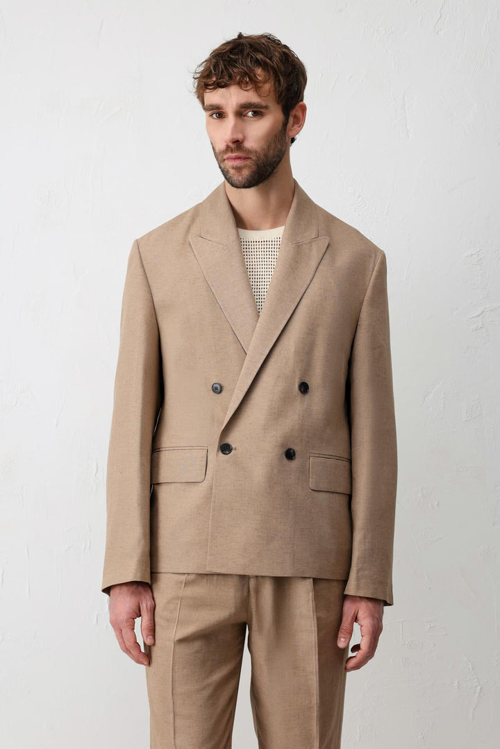 ANT Antioch Vizon Relax Fit Keten Karışımlı Erkek Blazer Ceket - Danville
