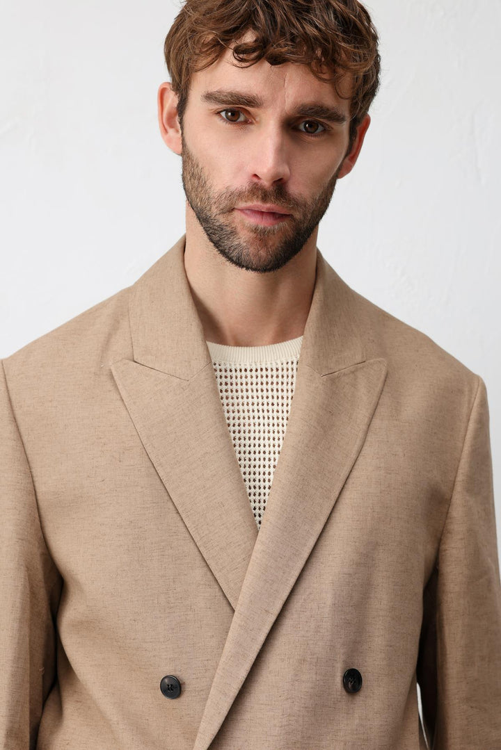 ANT Antioch Vizon Relax Fit Keten Karışımlı Erkek Blazer Ceket - Danville