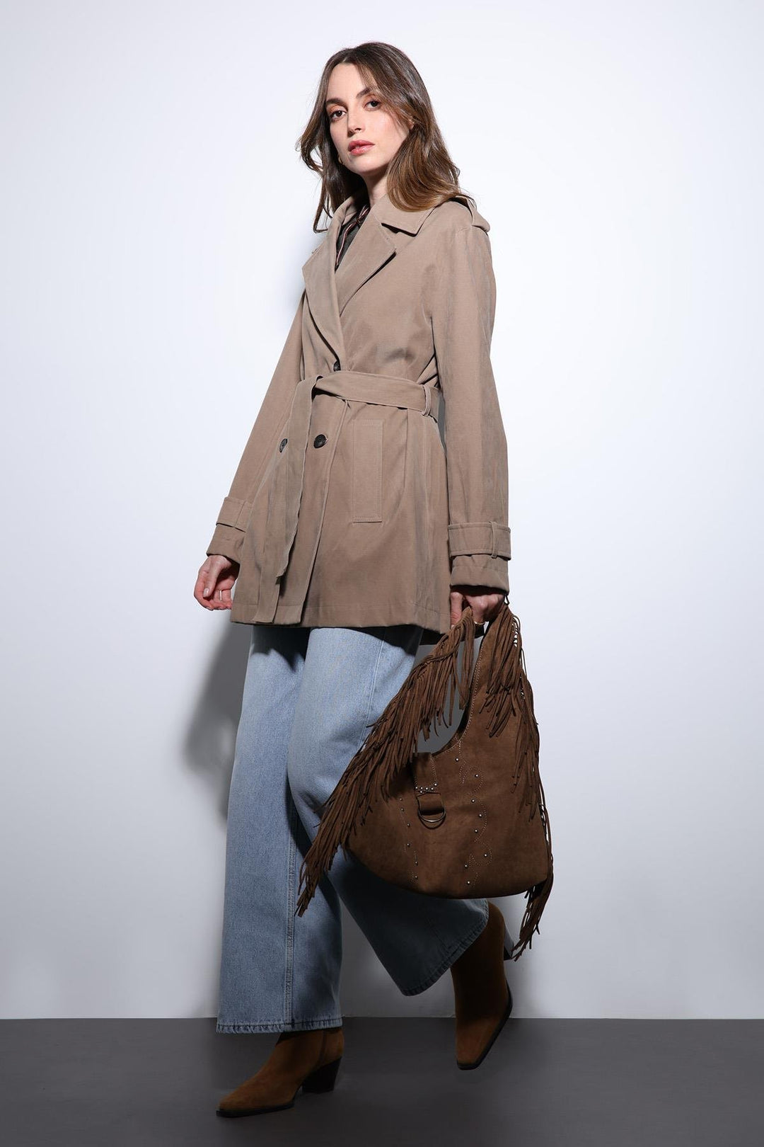 ANT Antioch Vizon Süet Görünümlü Kadın Trençkot - Whangarei