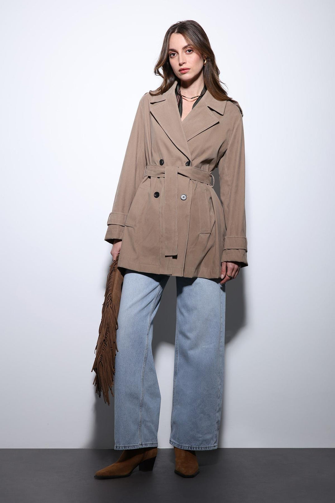 ANT Antioch Vizon Süet Görünümlü Kadın Trençkot - Whangarei