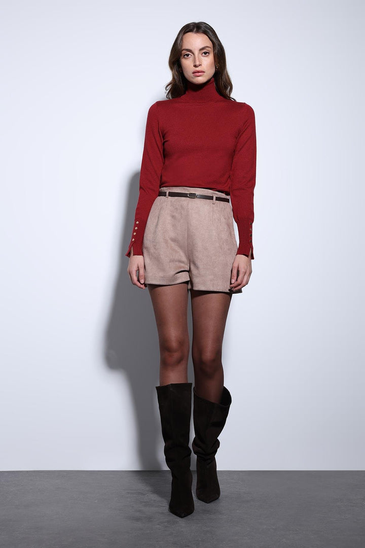 ANT Antioch Faux Suede Pleated Women's Shorts - East Point