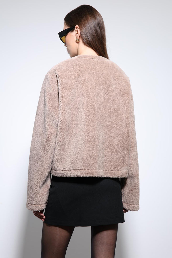 ANT Antioch Vizon Süslü Düğmeli Suni Kürk Ceket - West Orange