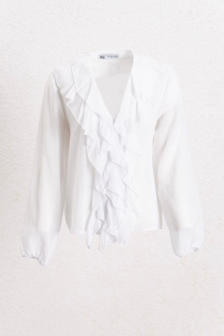 BSL Women Volanlı Cotton Gömlek - Donostia