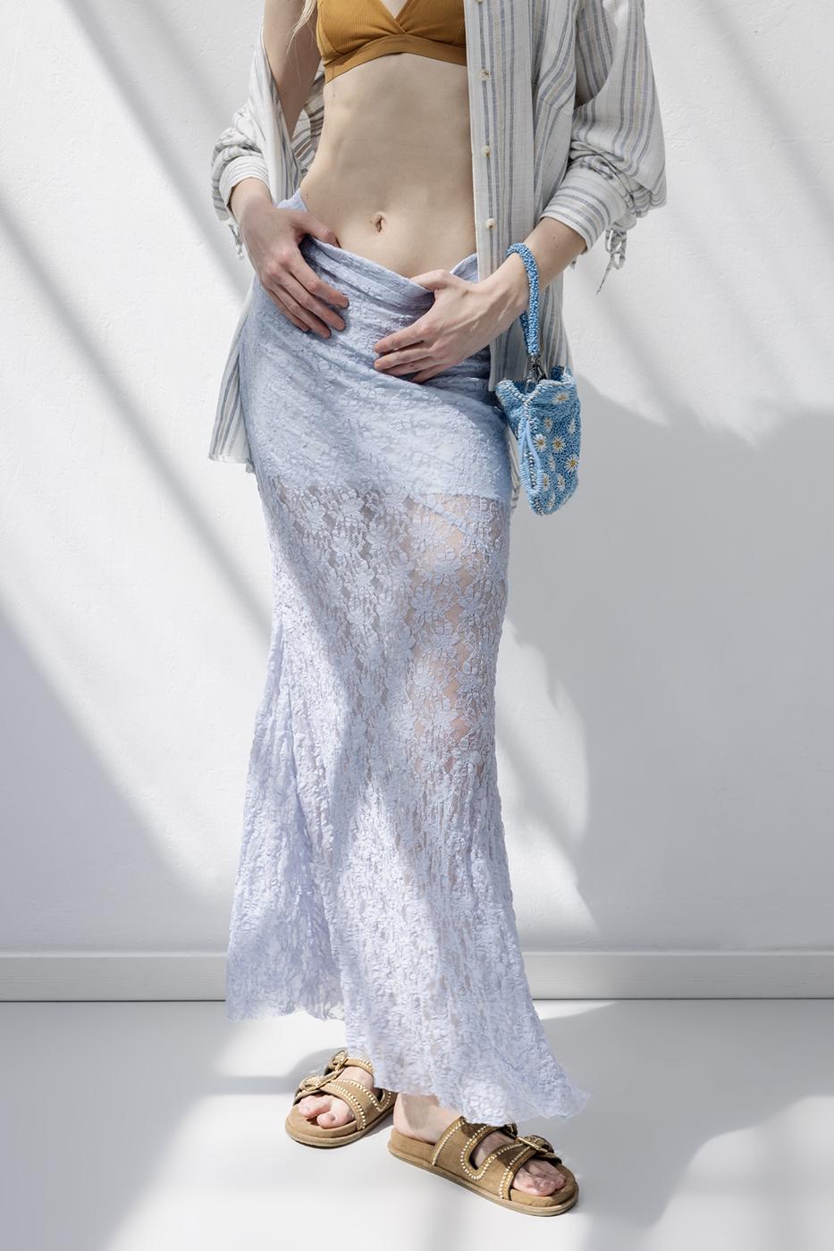 BSL Women Flounced Lace Midi Skirt - Pearland