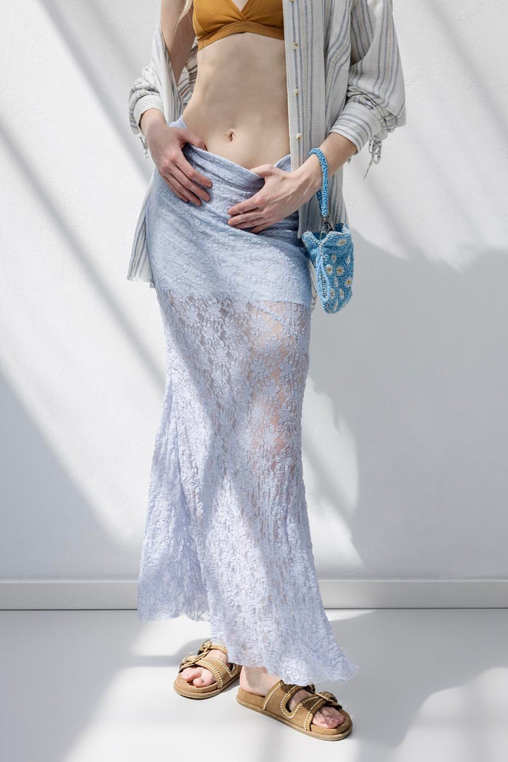 BSL Women Flounced Lace Midi Skirt - Pearland