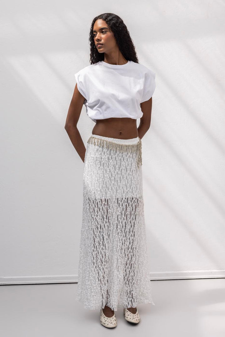 BSL Women Flounced Lace Midi Skirt - Valley Stream