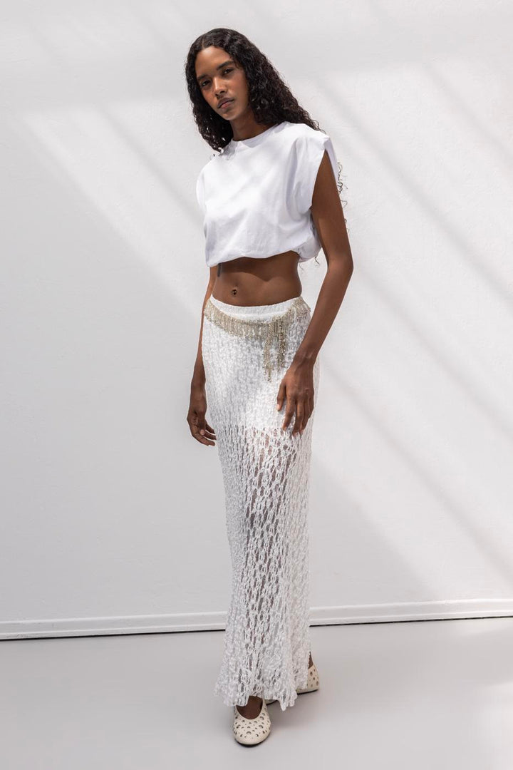 BSL Women Flounced Lace Midi Skirt - Valley Stream