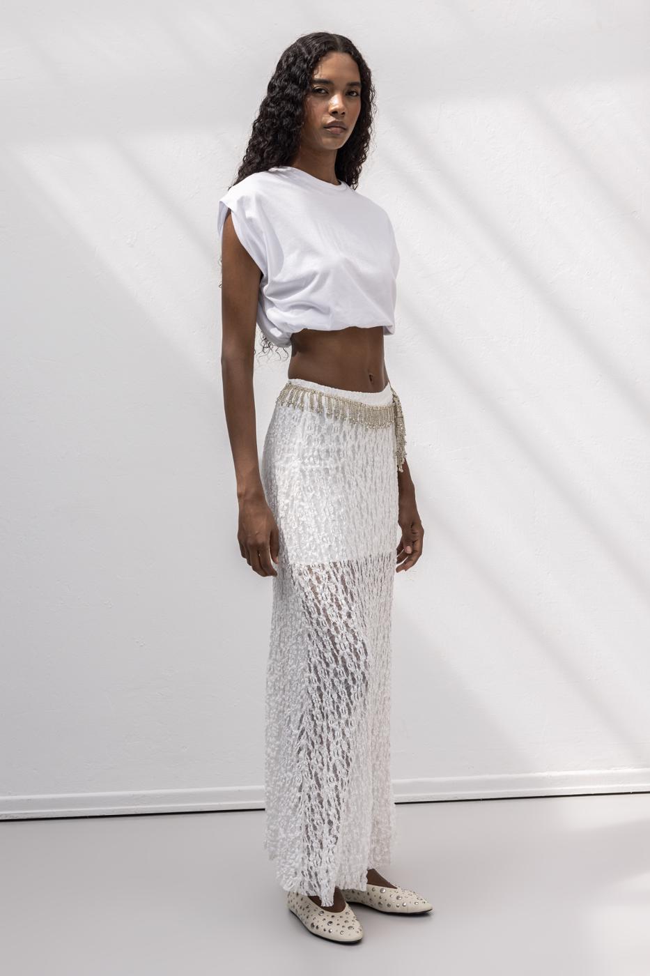 BSL Women Flounced Lace Midi Skirt - Valley Stream