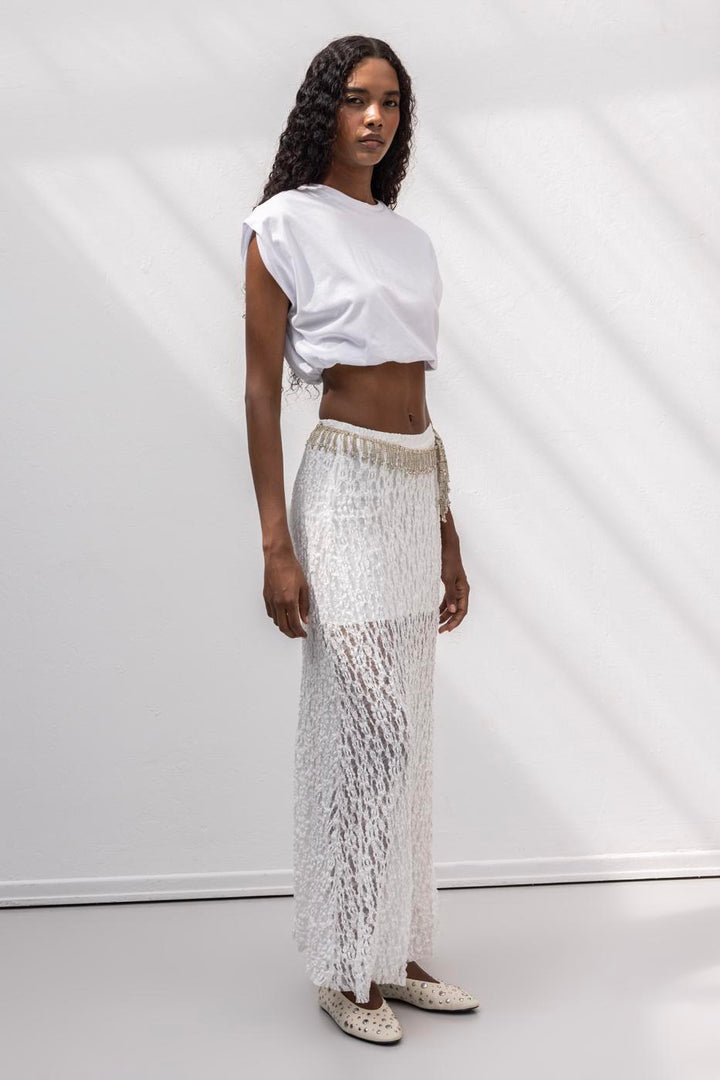 BSL Women Flounced Lace Midi Skirt - Valley Stream
