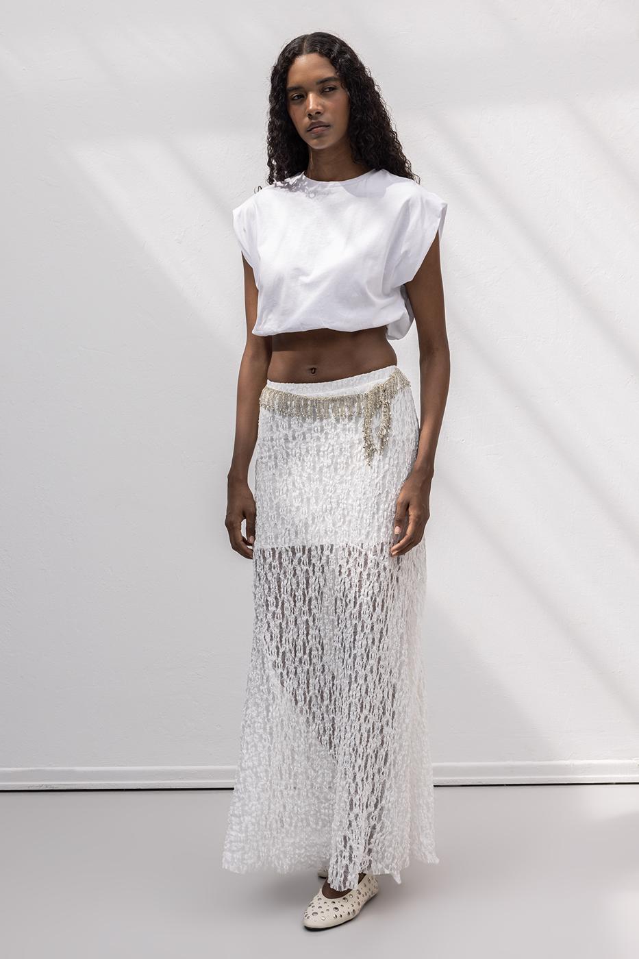 BSL Women Flounced Lace Midi Skirt - Valley Stream