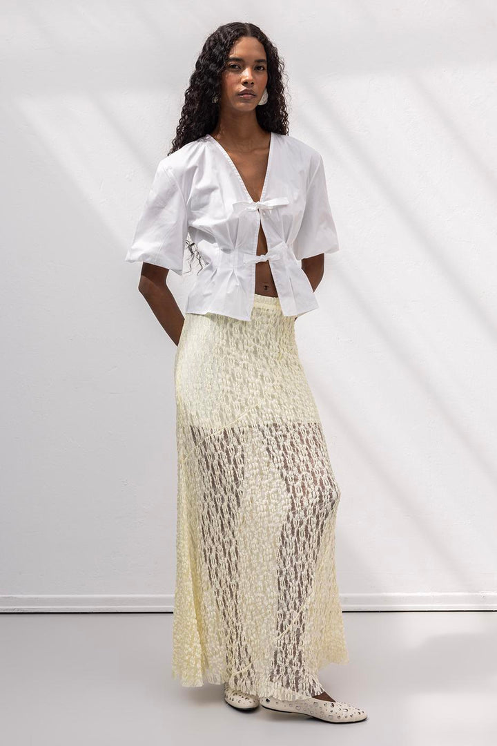 BSL Women Flounced Lace Midi Skirt - Kobryn
