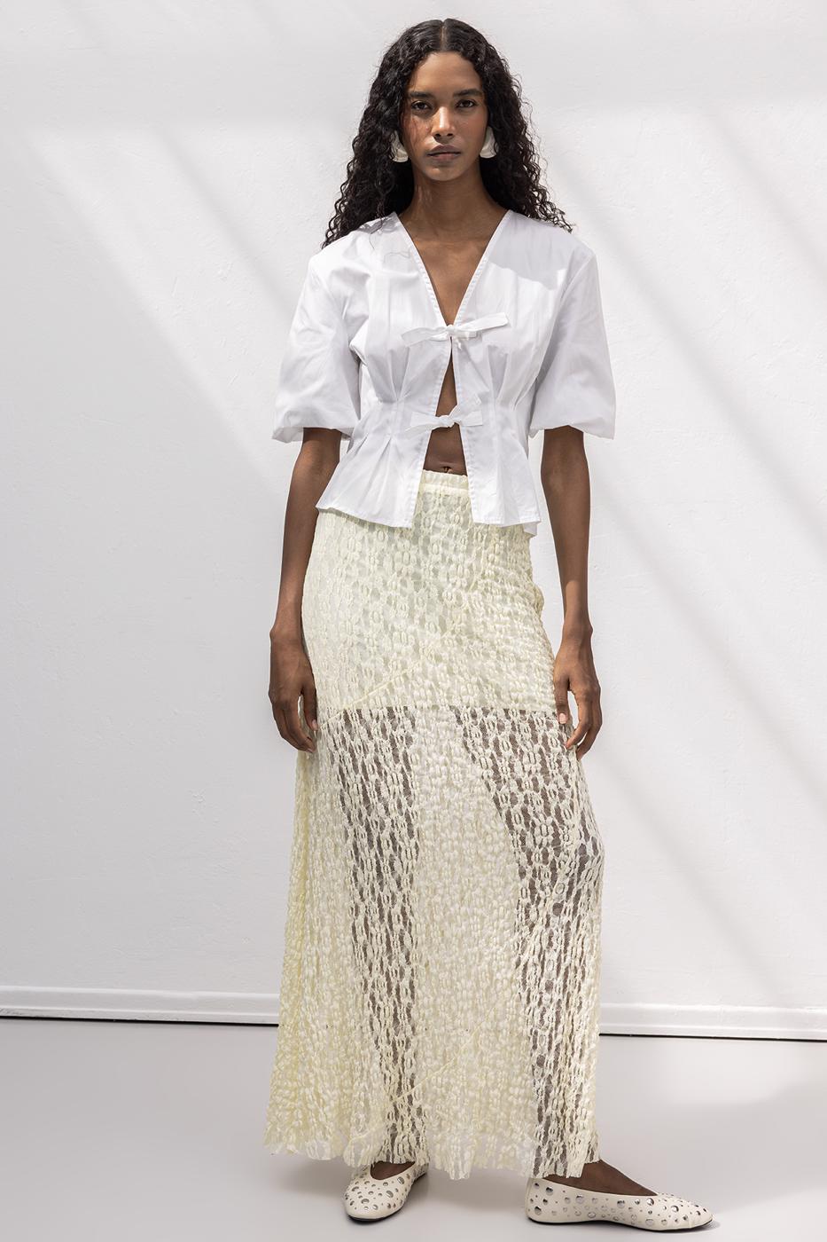 BSL Women Flounced Lace Midi Skirt - Kobryn