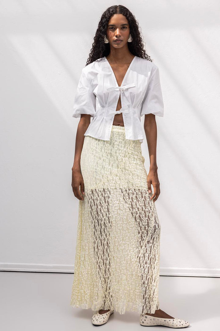 BSL Women Flounced Lace Midi Skirt - Kobryn