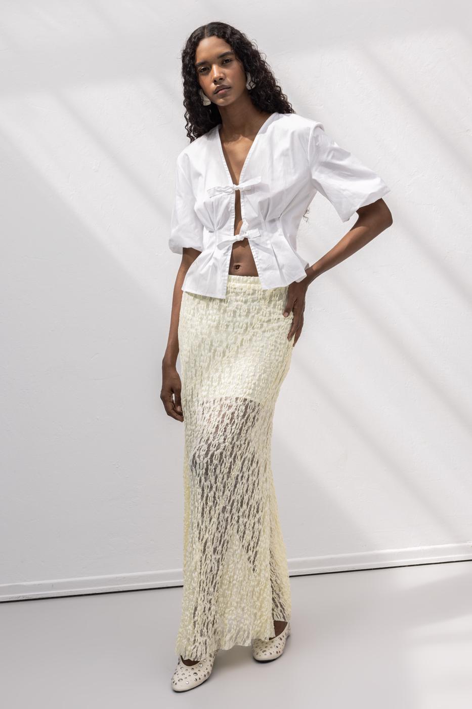 BSL Women Flounced Lace Midi Skirt - Kobryn
