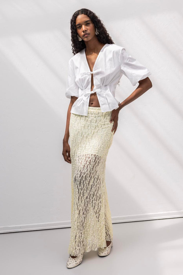 BSL Women Flounced Lace Midi Skirt - Kobryn