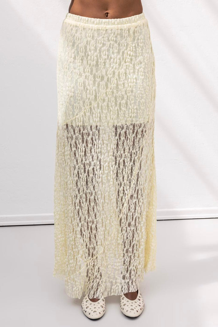BSL Women Flounced Lace Midi Skirt - Kobryn