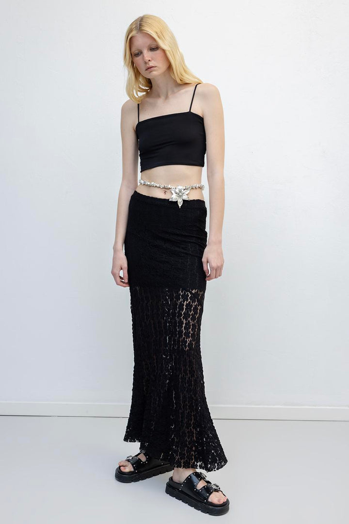 BSL Women Flounced Lace Midi Skirt - Angoulême
